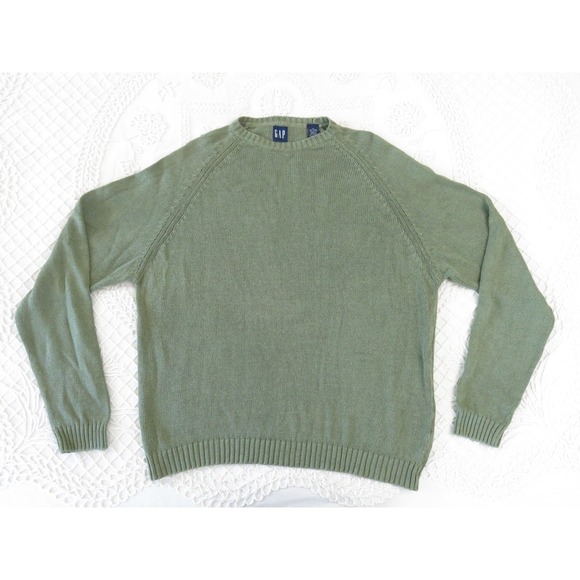 GAP Other - Vintage Gap Crewneck Sweater Mens XL Linen Cotton Olive Green Pullover 90s Y2K